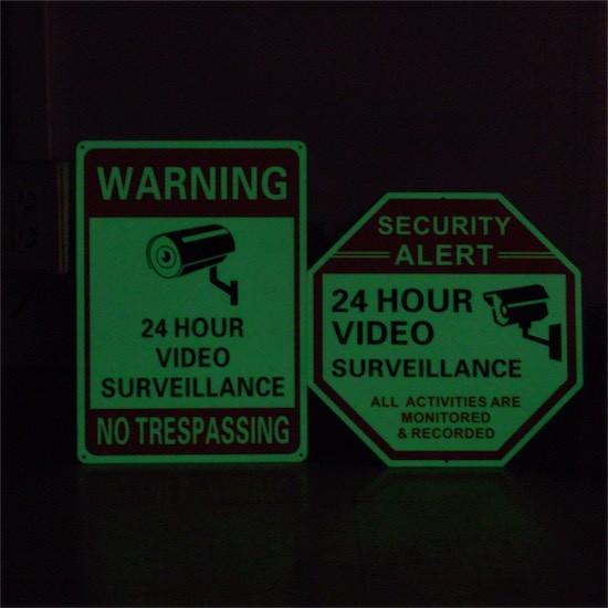 US セキュリティサイン 長方形 八角形 アルミ製 蛍光 グロウタイプ