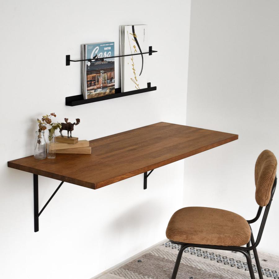 木製天板 机 壁付け ブラウン デスク 脚なし おしゃれ DIY アイアン