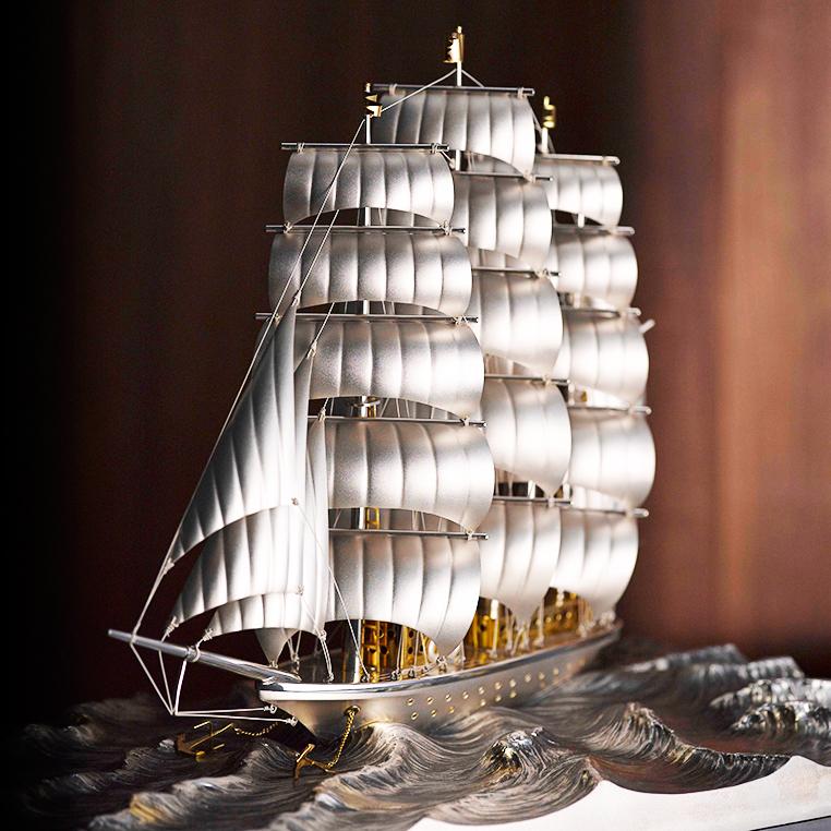 帆前船 3号｜銀製置物/ソリッドガラスケース : HIKARI GALLERYヤフー店