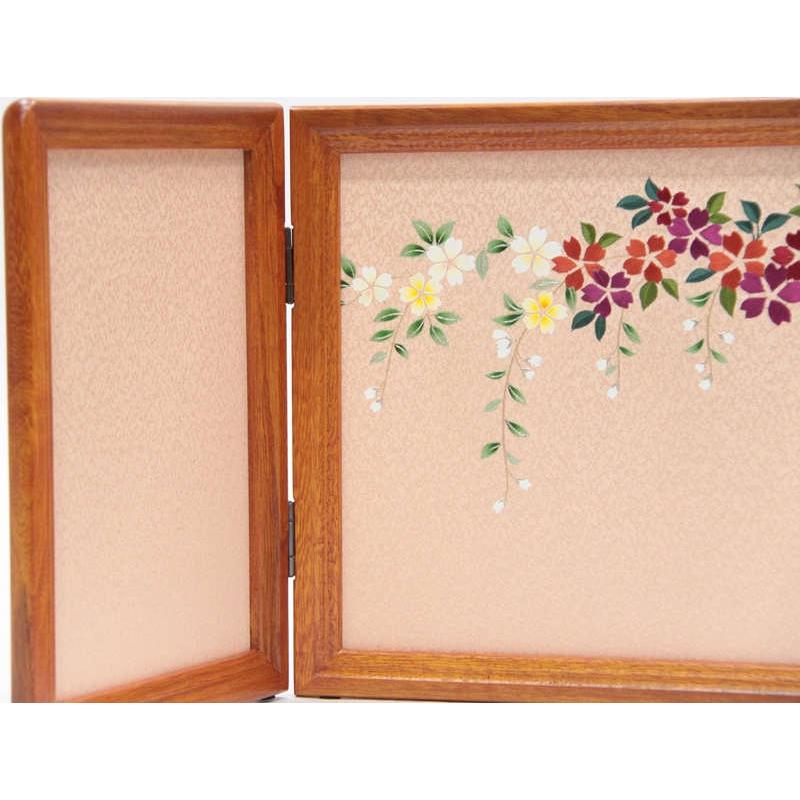 アウトレット品 雛人形屏風単品 10号三月屏風 欅塗刺繍金彩枝垂桜