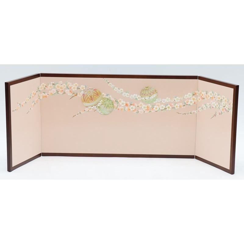 アウトレット品 雛人形三月屏風 屏風のみ 13号 手まり桜(茶) 金彩蒔絵