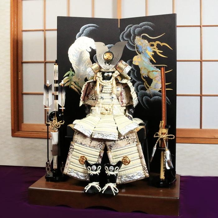 ひなせい 五月人形 鎧飾り おしゃれ / 12号 鎧 白 徳川家康 / 5月人形