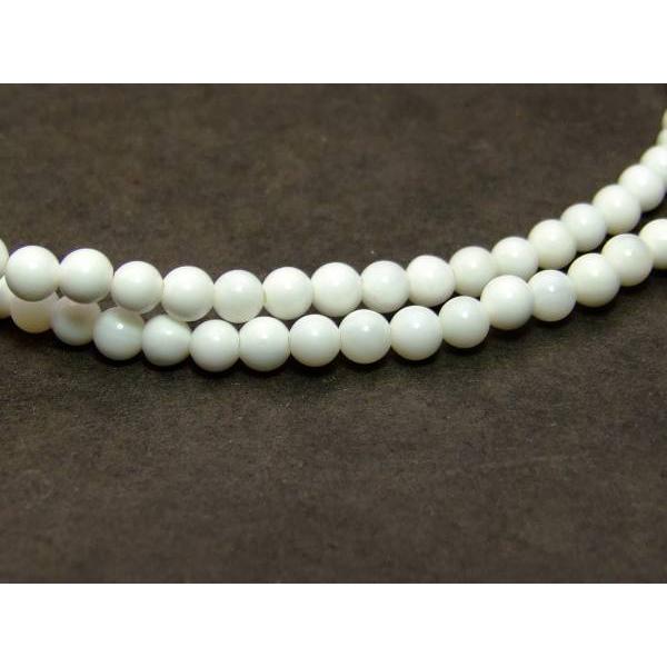 ≪g3-1051H≫5A 4mm シャコガイ 別名ホワイトオニキス 1連40cm 通し針