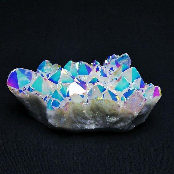 パワーストーン 天然石 レインボーオーラ水晶クラスター t693-4632