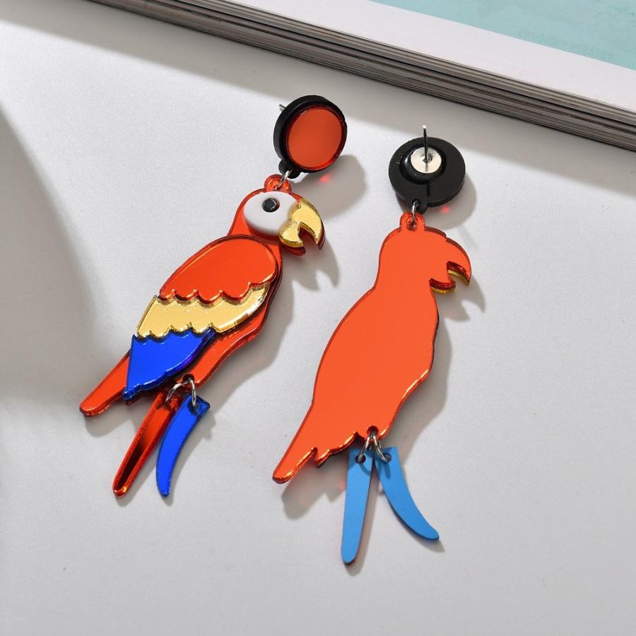 送料無料 ピアス オウム アイコン アクリル プレート イアリング