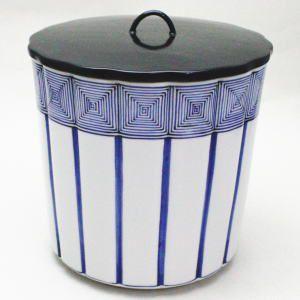 茶道具 水指 水差し 染付 桶側 桶川 輪華口 西村徳泉作 紫翠窯 茶道