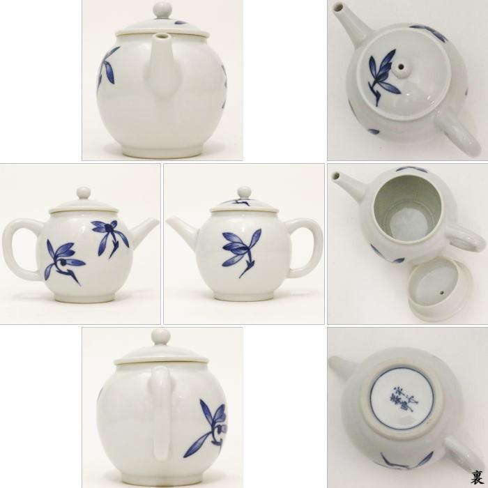 煎茶道具 急須 後手急須 染付 蘭 井上春峰作 平安春峰作 茶道 : 茶道具