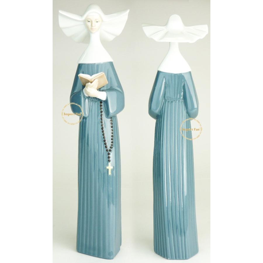 LLADRO（リヤドロ） 朝のお祈り 修道女 ブルー 十字架 キリスト教