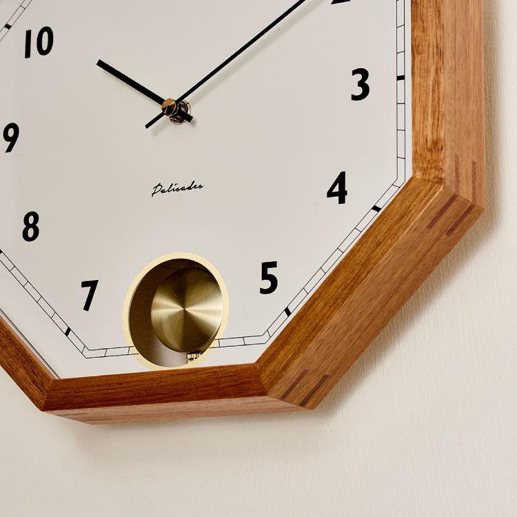壁掛け時計 振り子時計 静音 八角形 アンティーク お洒落 木製