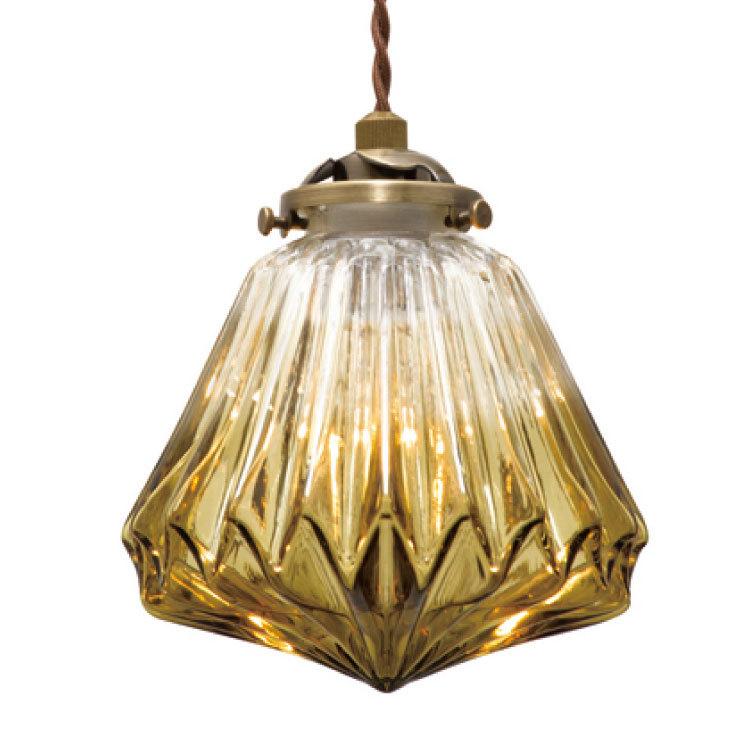 北欧アンティーク ガラス製 ペンダントライト 1灯 アンバー クリアー
