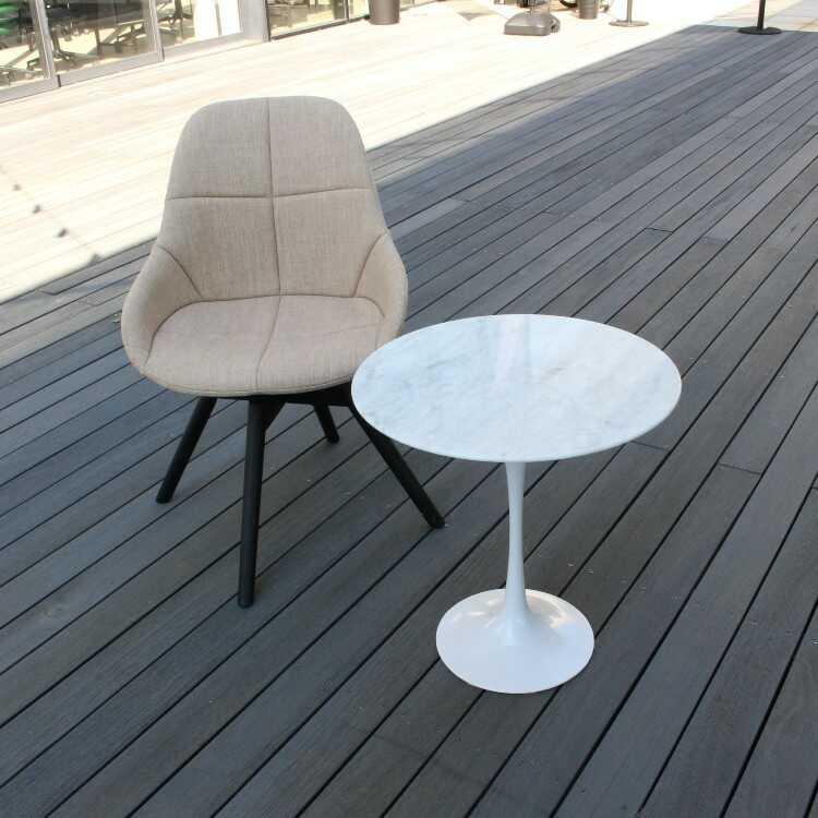 サイドテーブル 大理石 円形 ラウンド ホワイト系 一本脚 白系