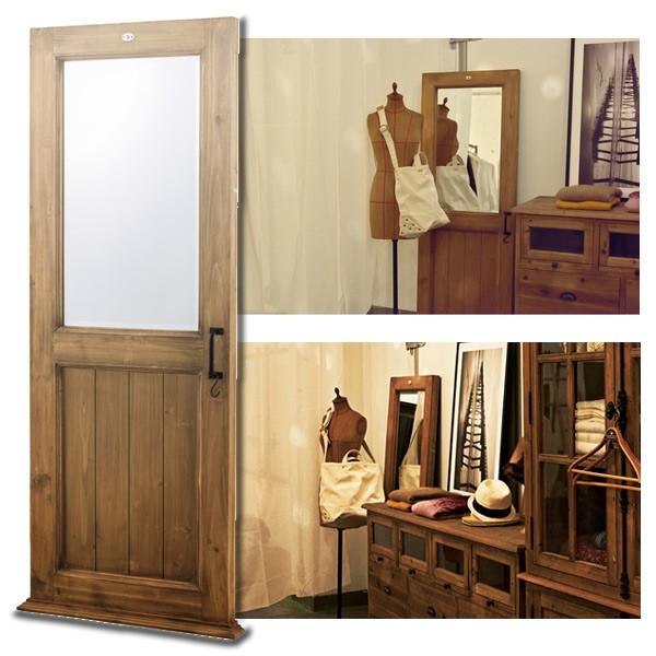 ウォールミラー ドア型ミラー 天然木 幅65cm （ ミラー 姿見 かがみ 鏡