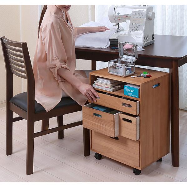 サイドワゴン 引出しワゴン 木製 キャスター付 幅45cm （ 袖机 収納