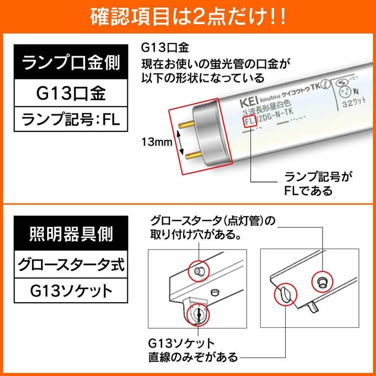 IRIS OHYAMA（アイリスオーヤマ） led蛍光灯 20形 工事不要 グロー式