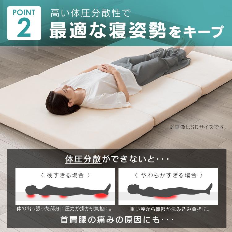 マットレス ダブル 高反発 高反発マットレス 折りたたみ 三つ折り 腰痛