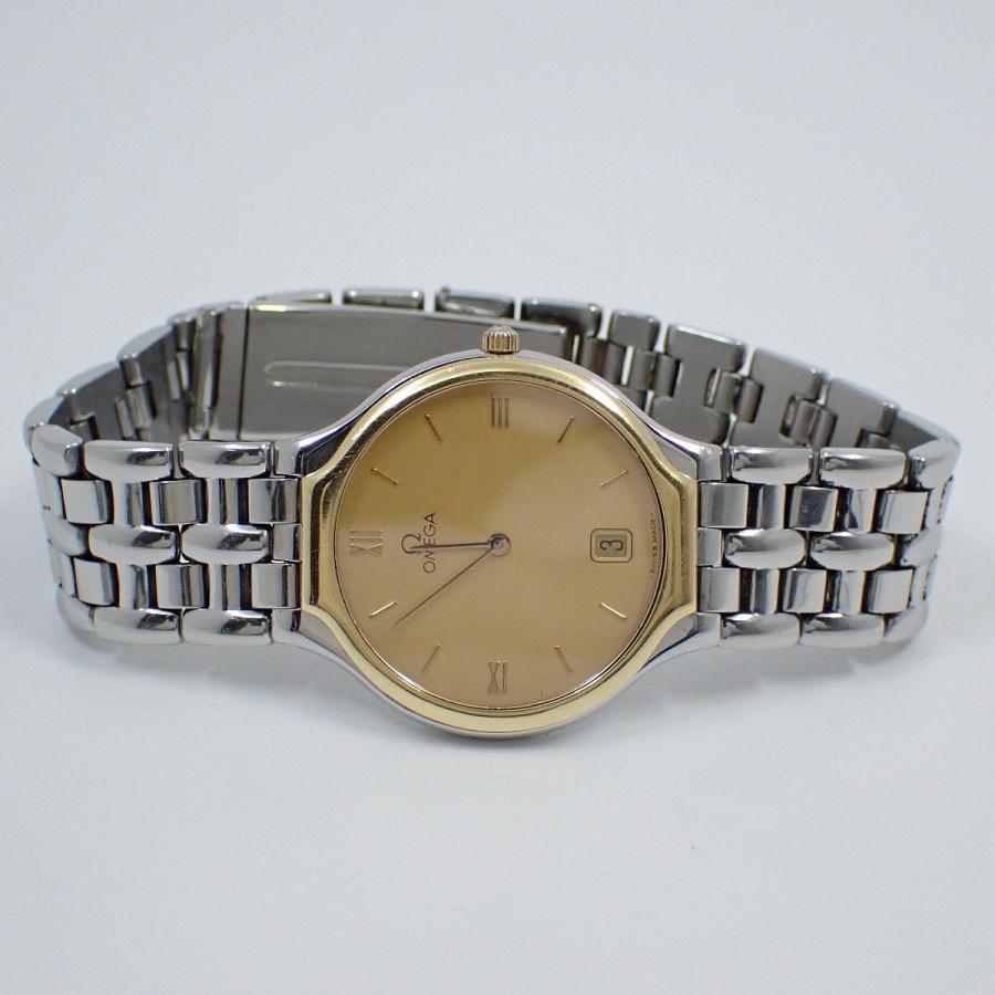 DE VILLE オメガ デビル シンボル クォーツ メンズ 腕時計 18Kベゼル