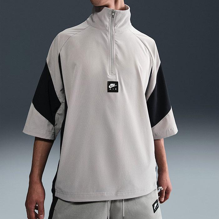 NIKE（ナイキ） シャツ 半袖 メンズ エア ハーフ ジップ グレージュ