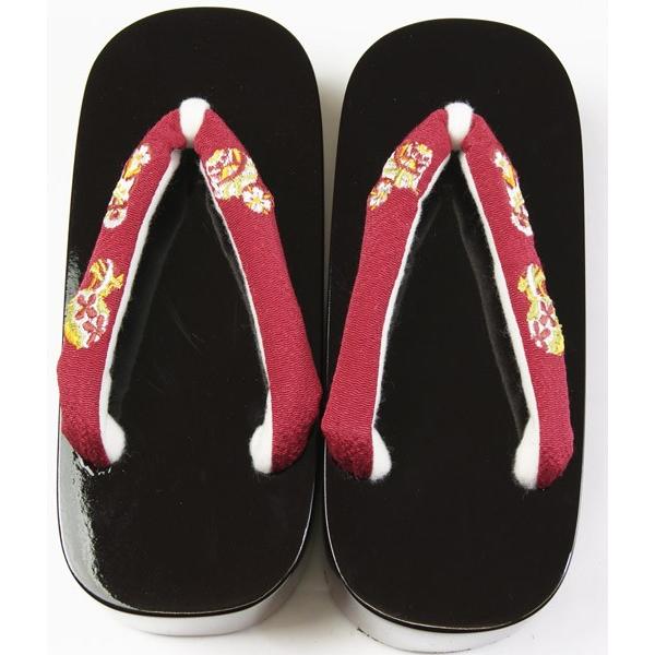 子供履物七五三こっぽり 女児ぽっこり7歳前後用 21cm 黒色台座に赤鼻緒