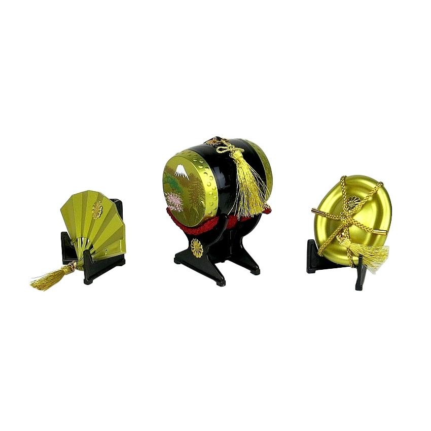 三品セット 富士山水 金 20号 五月人形 三品揃い 軍扇 陣笠 陣太鼓