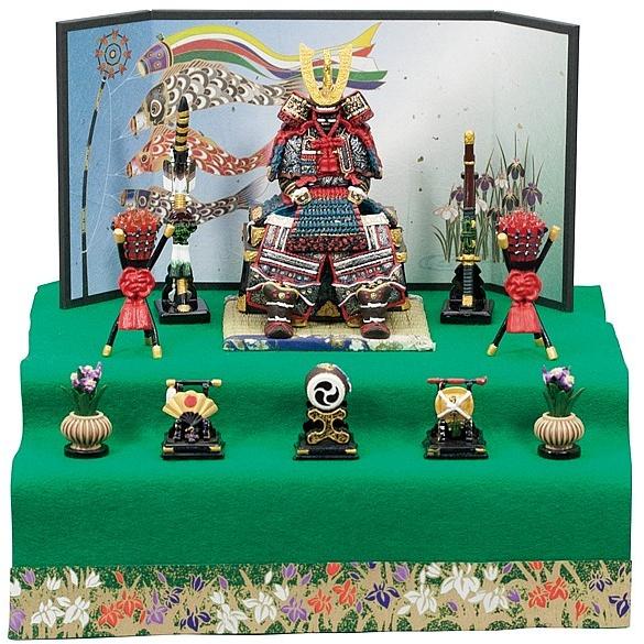 鎧飾り 五月人形 コンパクト 5262 鎧大青新二段飾り 初節句 ミニチュア