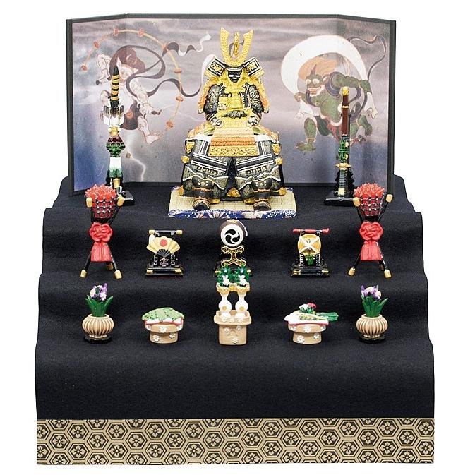 五月人形 鎧飾り コンパクト 5266 鎧大緋新三段飾り 初節句 ミニチュア