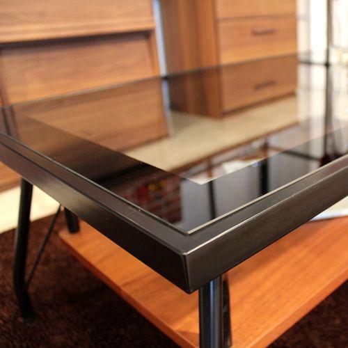 センターテーブル ガラス 棚付き アイアン おしゃれ モダン リビング