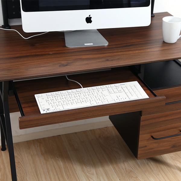 パソコンデスク おしゃれ ワークデスク 引き出し付き 100cm ブラウン