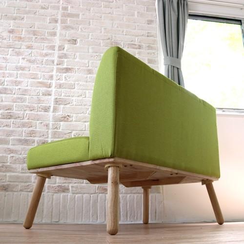 リビングダイニングソファ 2P グリーン 北欧風 2人掛け ファブリック