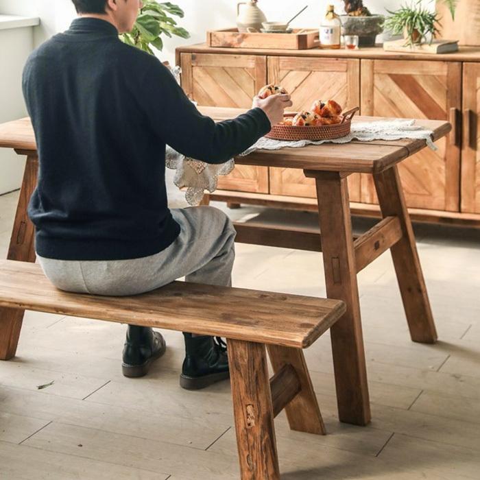 ダイニングベンチ 幅140cm 単品 古木 古材 無垢材 板座 おしゃれ