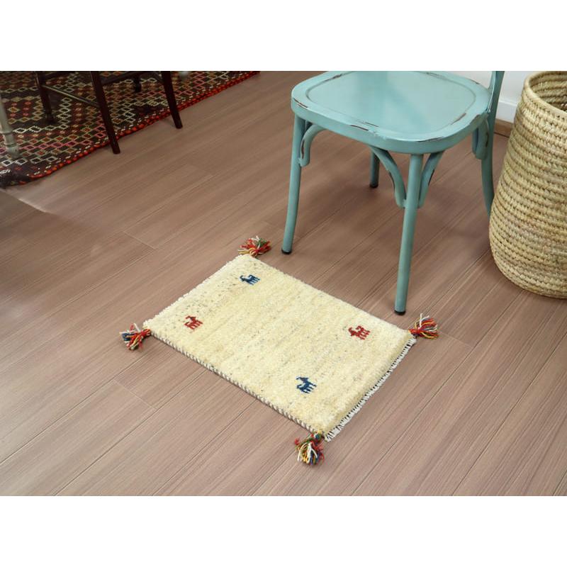 ギャッベ ミニサイズ イラン遊牧民の手織りラグ 55x38cm 羊毛の
