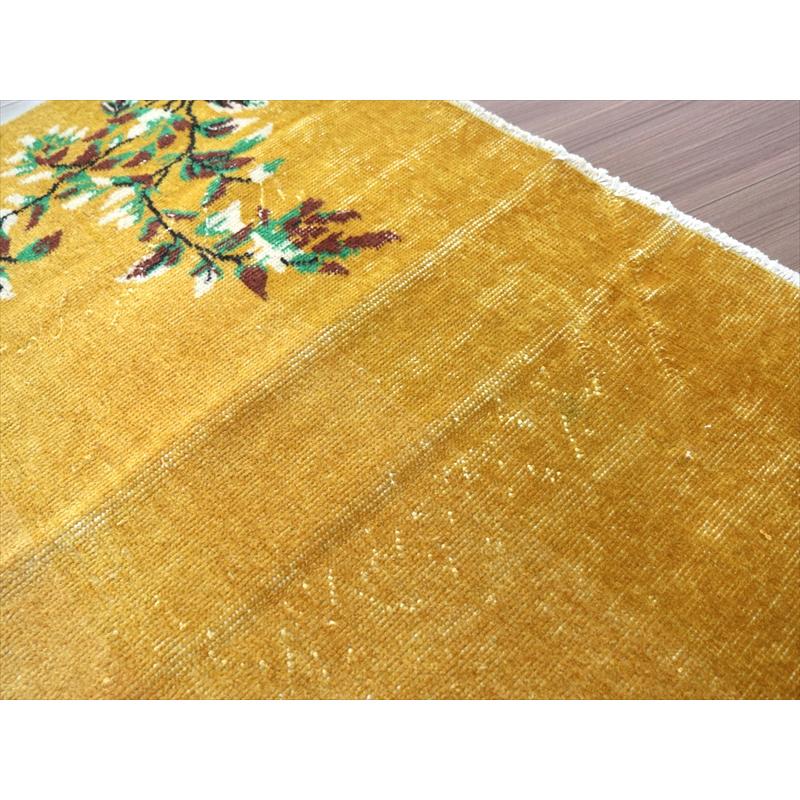 ヴィンテージ オーバーダイドラグ マスタードイエロー トルコ手織り