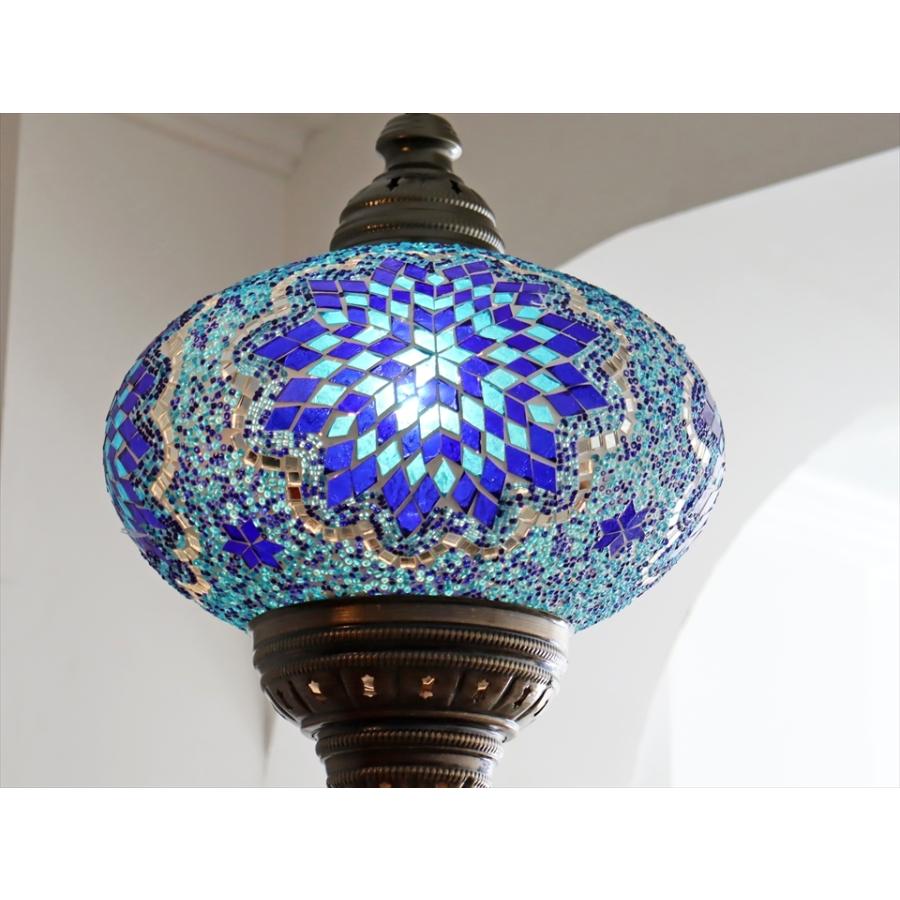 トルコ モザイクペンダントランプ 直径33cm 全高93cm ブルー E17/25W
