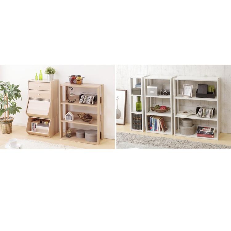 IRIS OHYAMA（アイリスオーヤマ） ラック 4段 木製 シェルフ オープン