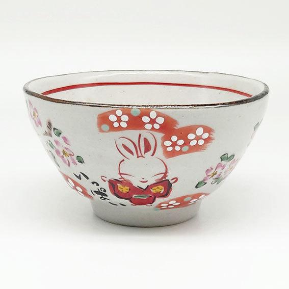 夕立窯 今昔物語 赤うさぎ 飯碗 茶碗 うさぎ 日本製 陶器 焼き物 和