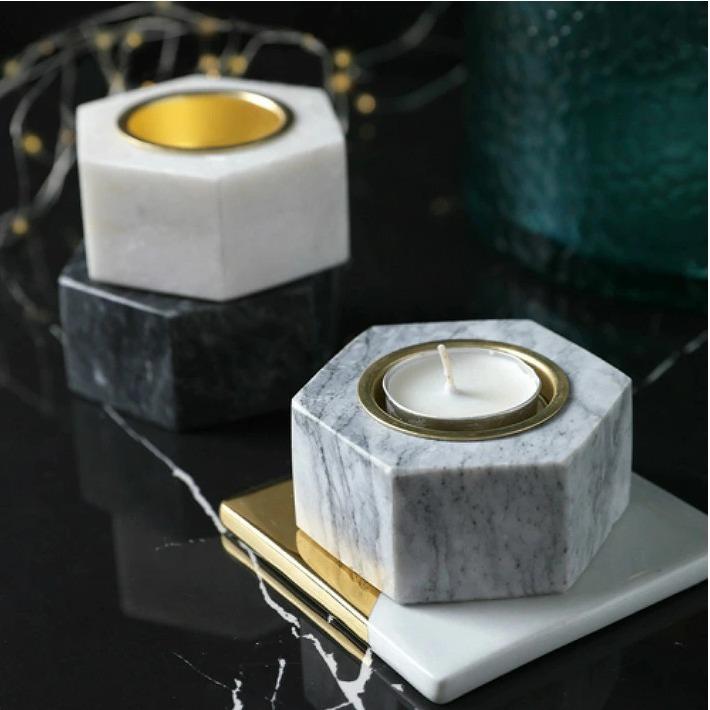 大理石 キャンドルホルダー スタンド 白 紺 グレー ロウソク ろうそく