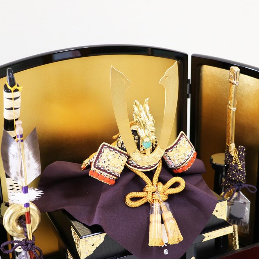 久月】五月人形 京甲冑 平安武久 作 本金箔押 正絹緋縅8号兜平飾り