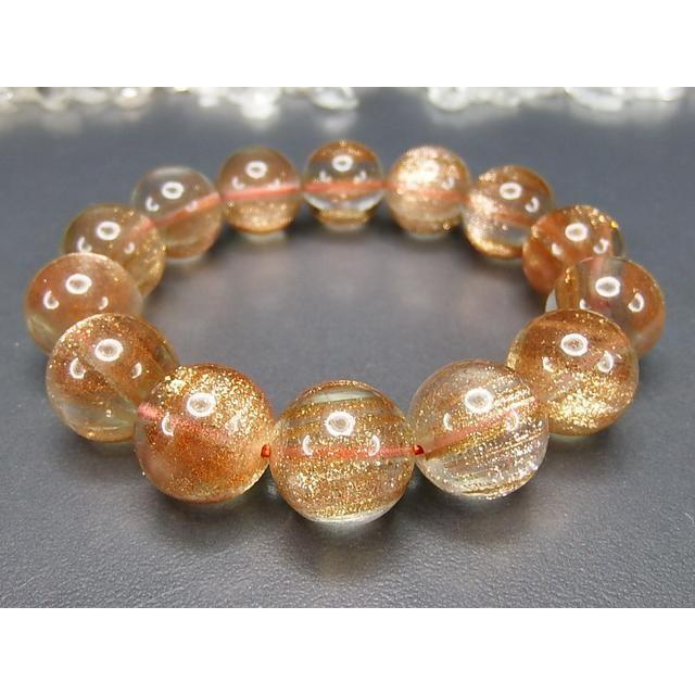 超綺麗超大砂金ルチルクォーツ16mm14粒数珠ブレスレット人工石 : 石街