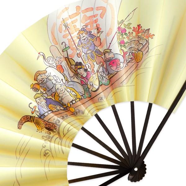 外国へのお土産飾り扇子/七福神セット＜ゴマ竹台付き ＞(Ra303) : 扇子