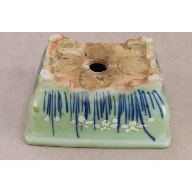 盆栽鉢】 時代鉢 古瀬戸 青磁長方鉢（左右19.5cm 無傷）いよじ園