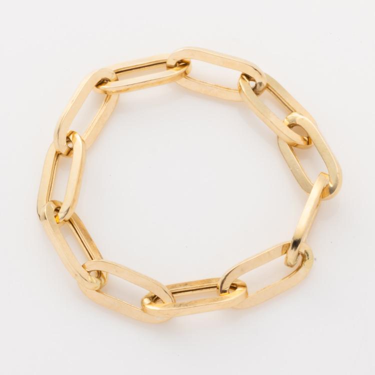 チェーンリング K18YG 中空 ペーパークリップ チェーン リング 太目