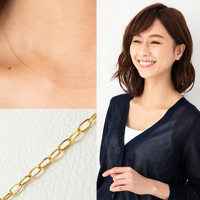 アズキ小豆チェーンネックレス K18/WG/PG チェーン 18金 ネックレス 幅