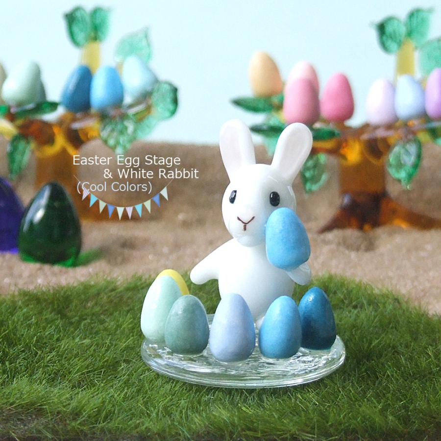 ガラス細工 樹脂粘土 うさぎ イースター 復活祭 エッグ 置物