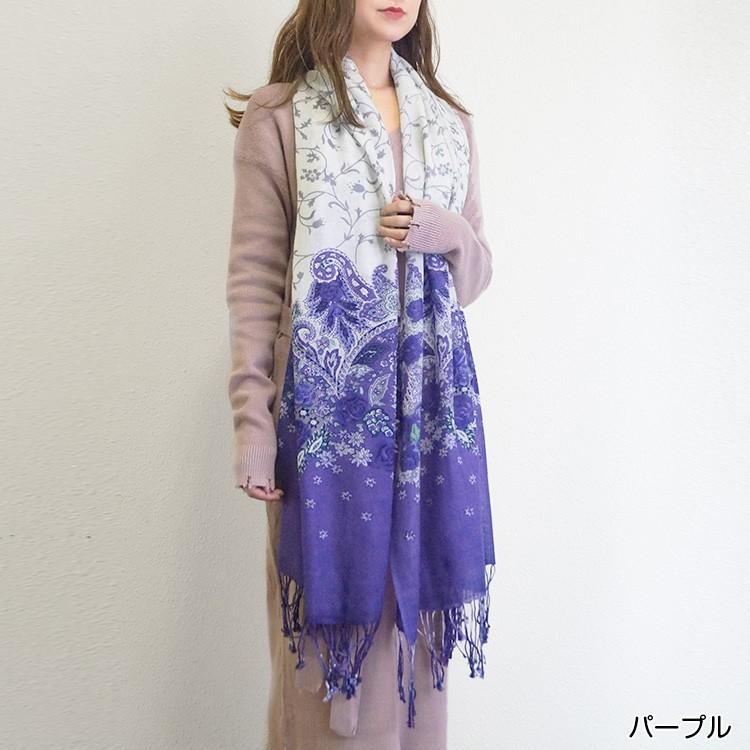 ストール レディース 大判 花柄 ウール100% 薄手 春 夏 秋 冬 ショール