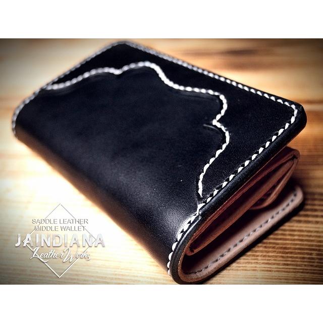 手縫い革財布 ハンドメイドサドルレザーミディアムウォレット