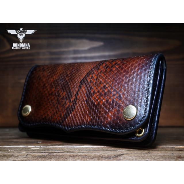 トラッカーウォレット セミロングタイプ パイソン・サドルレザー