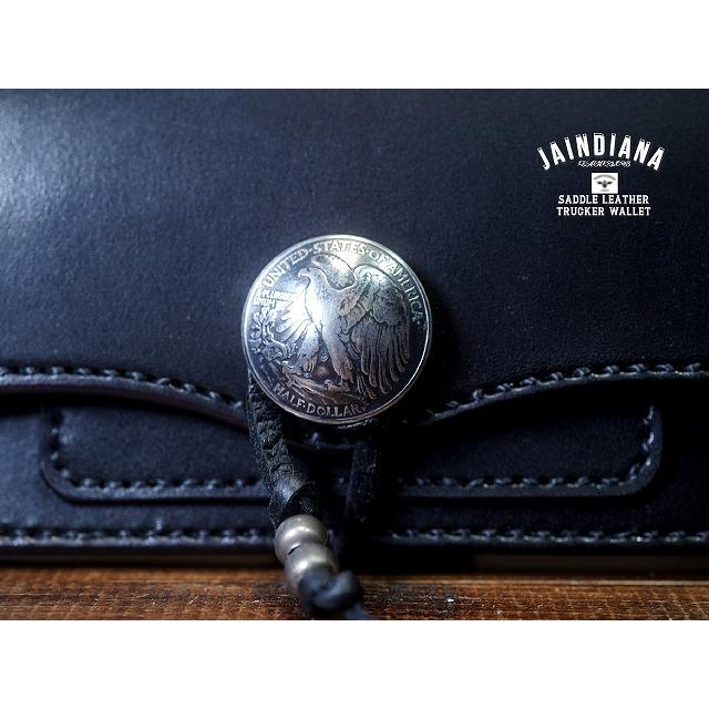 サドルレザー・トラッカーウォレット ブラック シルバーコンチョ