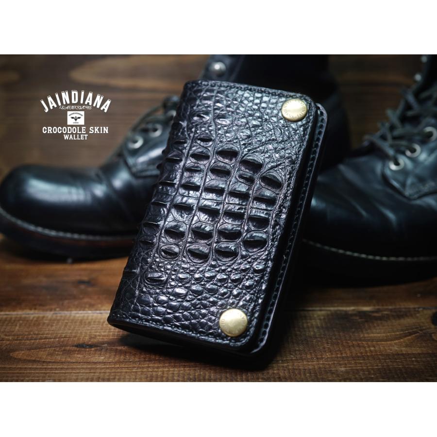 クロコダイル・ミドルサイズトラッカーウォレット ブラック