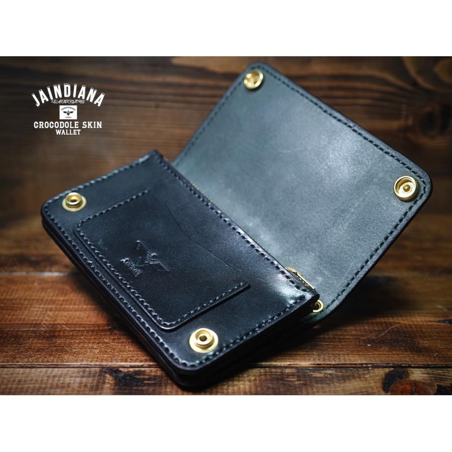 クロコダイル・ミドルサイズトラッカーウォレット ブラック