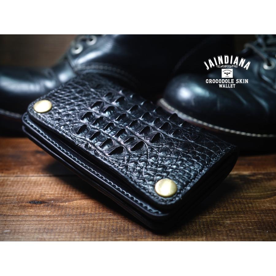 クロコダイル・ミドルサイズトラッカーウォレット ブラック