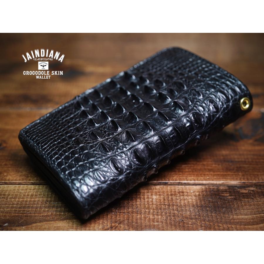 クロコダイル・ミドルサイズトラッカーウォレット ブラック